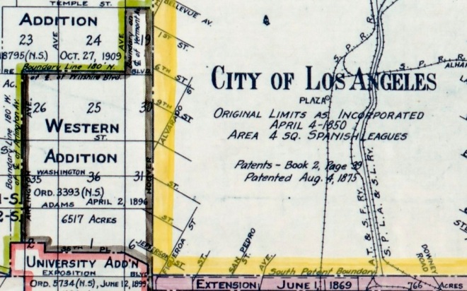 detail of Territory Annexed to the City of Los Angeles, California, 1781-1916