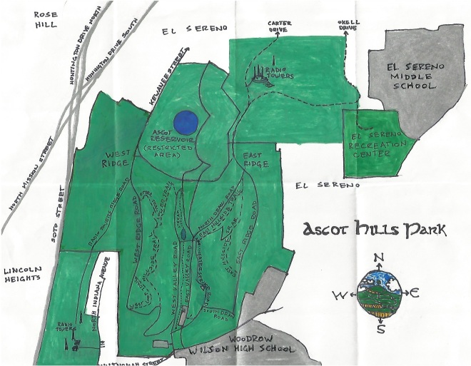 Pendersleigh & Sons Cartography's oil paint and ink map of Ascot Hills Park